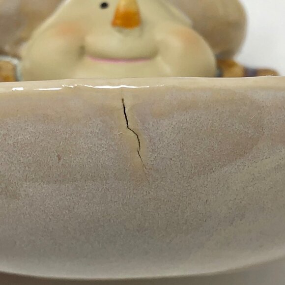 Snowman Candle Holder + Trinket Dish Set Beach - Vtg JC Penney Winter Snowmen - Picture 12 of 13